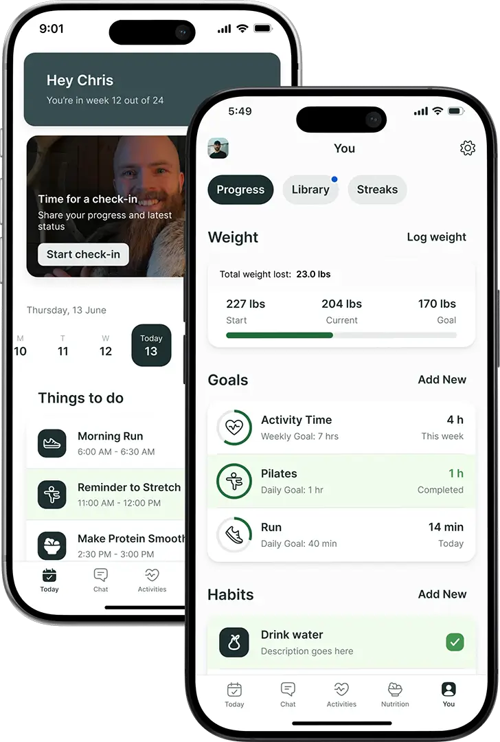 Fitness app showing progression features